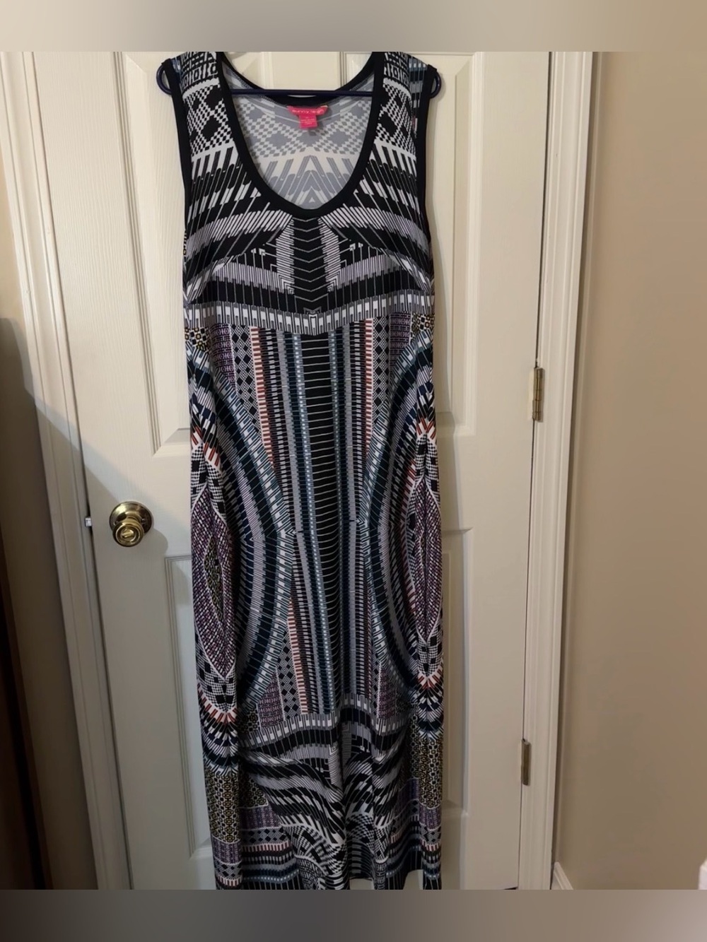 Sunny Leigh Black and White Geometric Maxi Dress